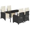 vidaXL Set de muebles jard&iacute;n 5 pzas con cojines rat&aacute;n sint&eacute;tico negro