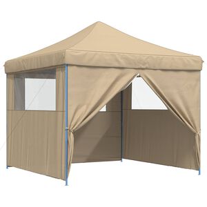 vidaXL Tienda de fiesta plegable Pop-Up con 4 paredes laterales beige