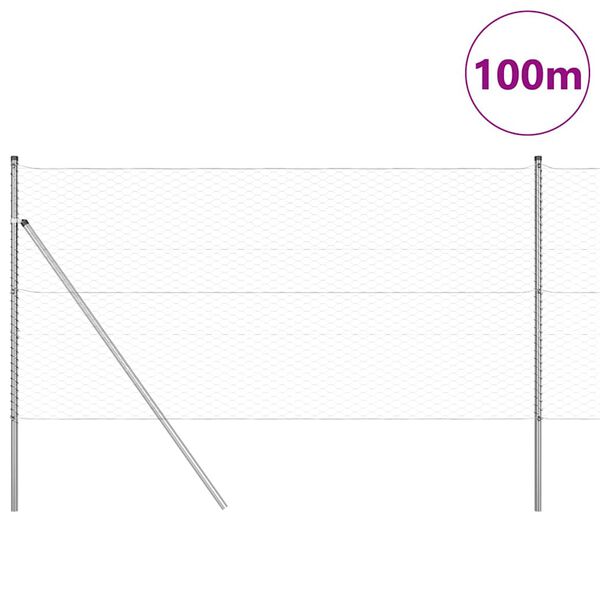 vidaXL Poste de Valla Plateado 100 x 1,2 m (malla de 36 mm) Acero