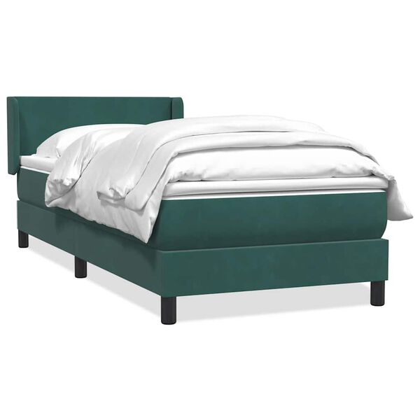 vidaXL Cama box spring con colch&oacute;n terciopelo verde oscuro 100x220 cm