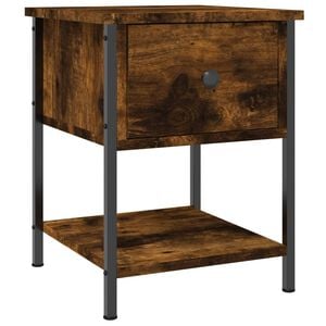 vidaXL Mesita de noche madera de ingenier&iacute;a roble ahumado 34x35,5x45cm