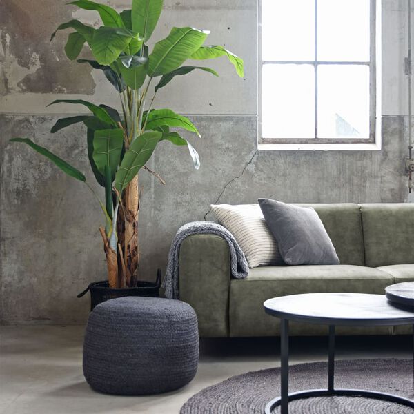 LABEL51 Alfombra Jute redonda gris antracita XXL 180x180 cm