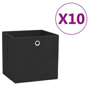 vidaXL Cajas de almacenaje 10 uds tela no tejida negro 28x28x28 cm