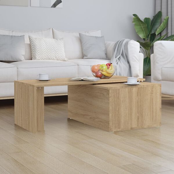 vidaXL Mesa de centro madera contrachapada color roble 150x50x35 cm