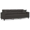 vidaXL Sof&aacute; 3 plazas almohadas y cojines microfibra gris oscuro 210 cm