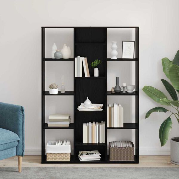 vidaXL Separador de habitaciones Roble Negro 100 x 24 x 140 cm