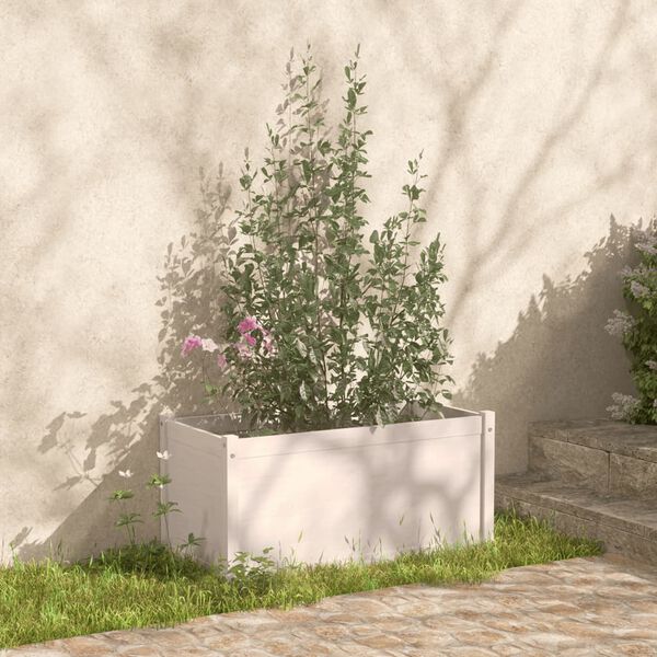 vidaXL Jardineras de madera maciza de pino blanco 2 uds 100x50x50 cm