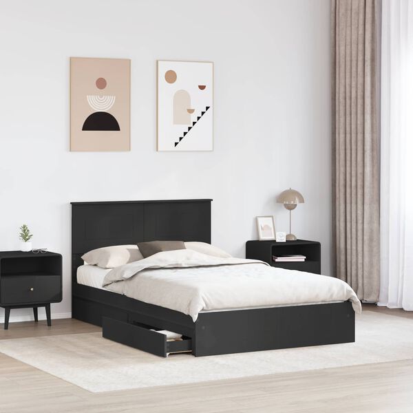 vidaXL Cama con almacenamiento Negro 135 x 190 cm Madera de ingenier&iacute;a