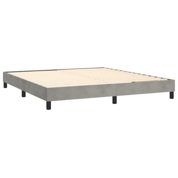 vidaXL Cama box spring con colch&oacute;n terciopelo gris claro 160x200 cm
