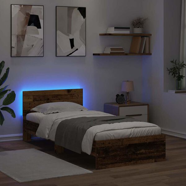 vidaXL Estructura de cama con cabecera Madera Vieja 100 x 200 cm