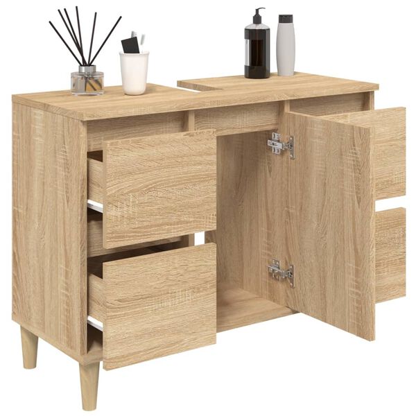 vidaXL Armario de lavabo madera contrachapada roble Sonoma 80x33x60 cm