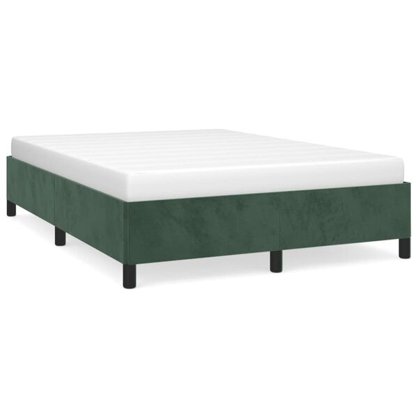 vidaXL Estructura cama sin colch&oacute;n terciopelo verde oscuro 140x190 cm