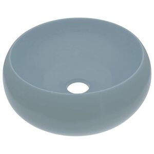 vidaXL Lavabo de lujo redondo cer&aacute;mica azul claro mate 40x15 cm