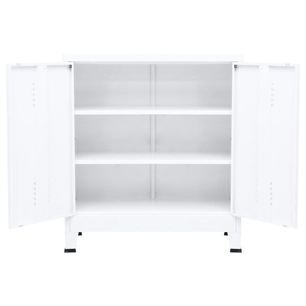 vidaXL Baúl de almacenaje industrial acero blanco 90x40x100 cm