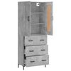 vidaXL Aparador alto madera contrachapada gris hormig&oacute;n 69,5x34x180 cm