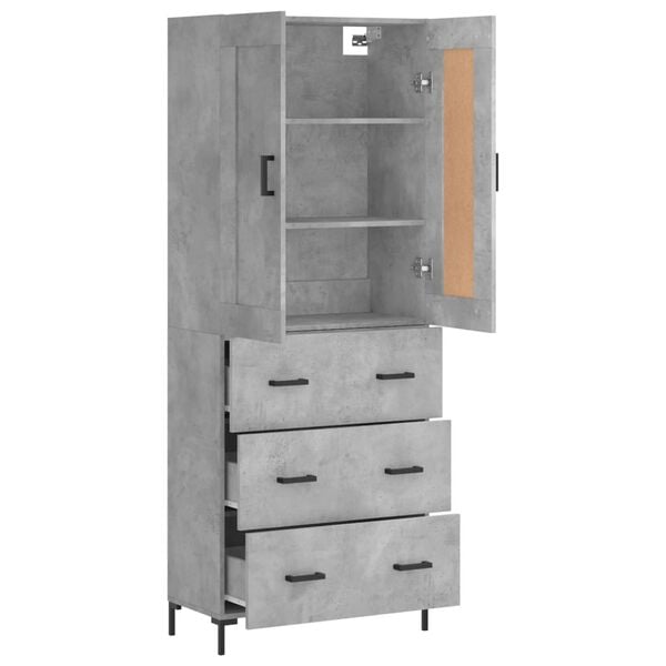 vidaXL Aparador alto madera contrachapada gris hormig&oacute;n 69,5x34x180 cm