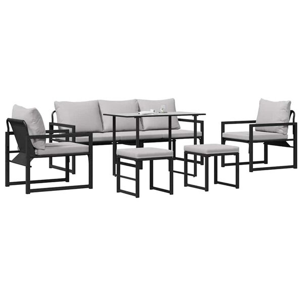 vidaXL Conjunto de sofá de jardín 6 pcs Negro Acero