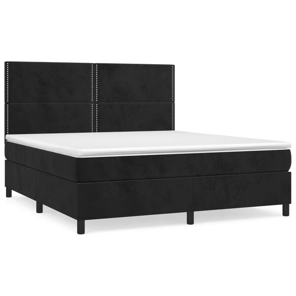 vidaXL Cama box spring con colch&oacute;n terciopelo negro 160x200 cm