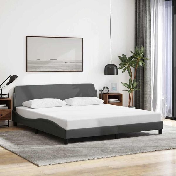 vidaXL Estructura de cama Dover de tela gris oscuro 180x200 cm