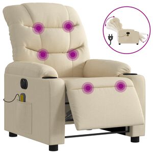vidaXL Sill&oacute;n reclinable de masaje el&eacute;ctrico tela color crema
