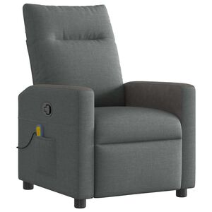 vidaXL Sill&oacute;n reclinable de masaje de tela gris oscuro