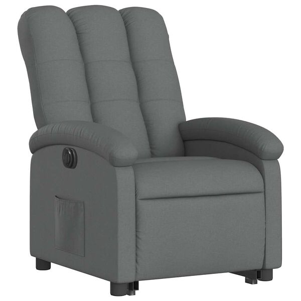 vidaXL Sill&oacute;n el&eacute;ctrico reclinable elevable de tela gris oscuro