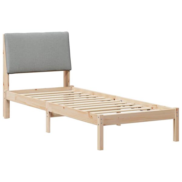 vidaXL Estructura de cama con cabecera Marr&oacute;n y gris claro 75 x 190 cm