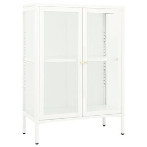 vidaXL Aparador de acero y vidrio blanco 75x35x105 cm