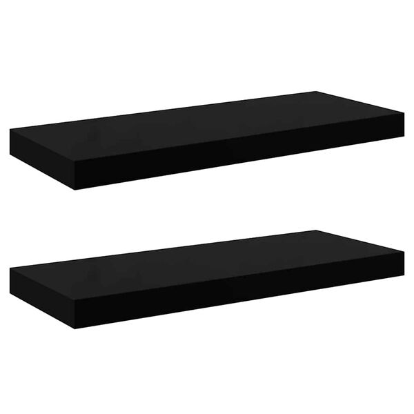 vidaXL Estante flotante de pared 2 uds MDF negro brillo 60x23,5x3,8 cm