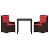 vidaXL Conjunto de Comedor de Jard&iacute;n 3 pcs Marr&oacute;n Polirat&aacute;n