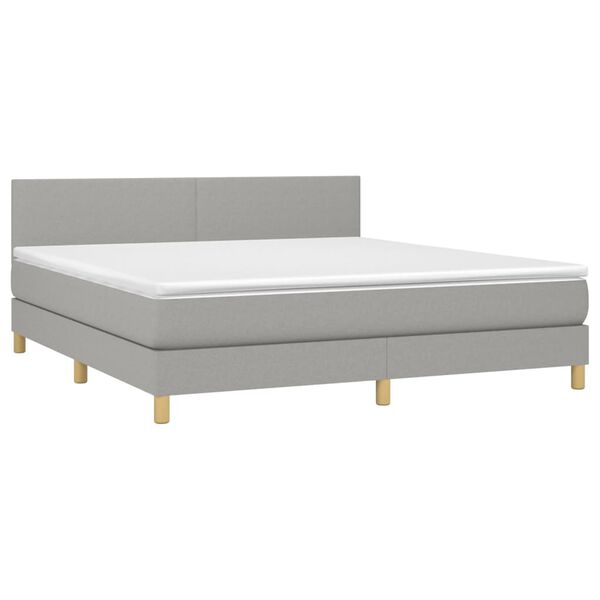 vidaXL Cama box spring con colch&oacute;n tela gris claro 160x200 cm