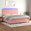 vidaXL Cama box spring colch&oacute;n y LED terciopelo rosa 200x200 cm