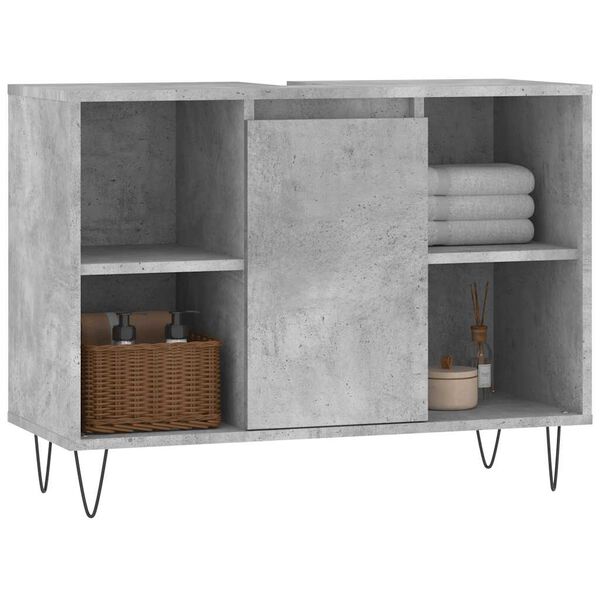 vidaXL Mueble de ba&ntilde;o madera de ingenier&iacute;a gris hormig&oacute;n 80x33x60 cm