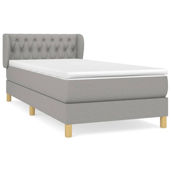 vidaXL Cama box spring con colch&oacute;n tela gris claro 90x200 cm