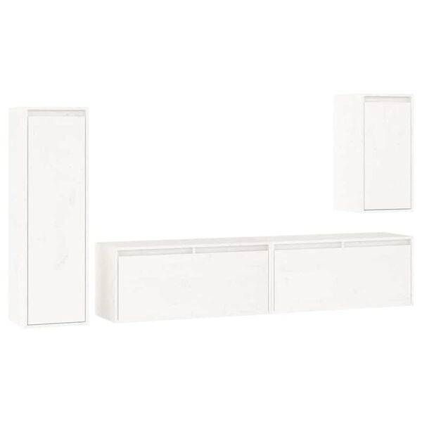 vidaXL Muebles para TV 4 piezas madera maciza de pino blanco
