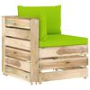vidaXL Sof&aacute; de esquina seccional con cojines madera impregnada verde