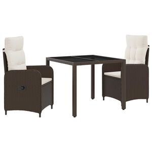 vidaXL Juego de comedor para exteriores 3 uds. Marr&oacute;n y Crema Blanca
