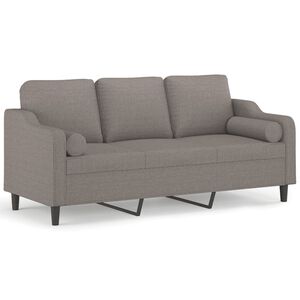 vidaXL Sof&aacute; de 3 plazas con cojines tela gris taupe 180 cm