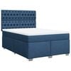 vidaXL Cama box spring con colchón tela azul 160x200 cm