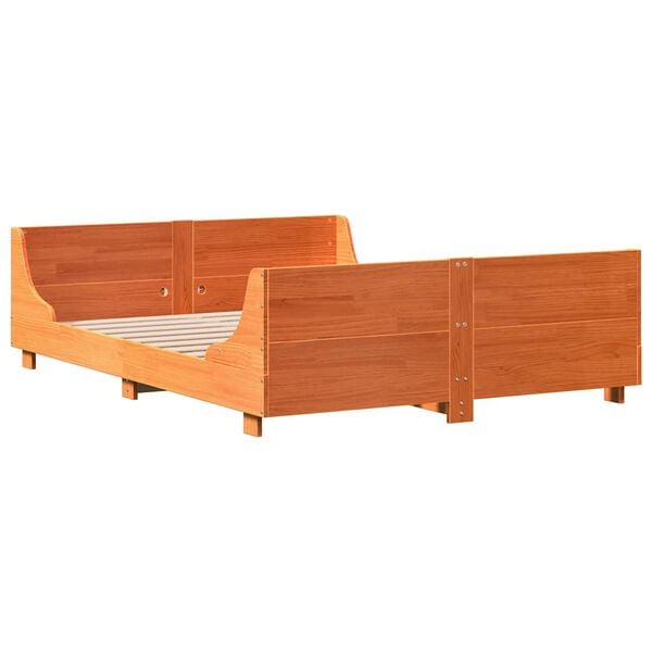 vidaXL Cama sin colch&oacute;n madera maciza de pino marr&oacute;n cera 120x200 cm