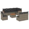 vidaXL Set de muebles de jard&iacute;n 9 pzas y cojines rat&aacute;n sint&eacute;tico gris