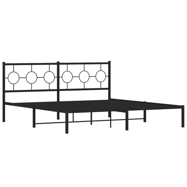 vidaXL Estructura cama sin colch&oacute;n con cabecero metal negro 180x200 cm