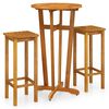 vidaXL Mesa y taburetes altos de jard&iacute;n 3 pzas madera maciza acacia