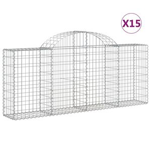 vidaXL Cestas de gaviones 15 uds forma de arco hierro 200x30x80/100 cm