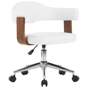 vidaXL Silla comedor giratoria madera curvada cuero sint&eacute;tico blanco