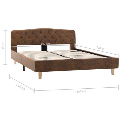 vidaXL Estructura de cama de piel de ante artificial marrón 140x200 cm