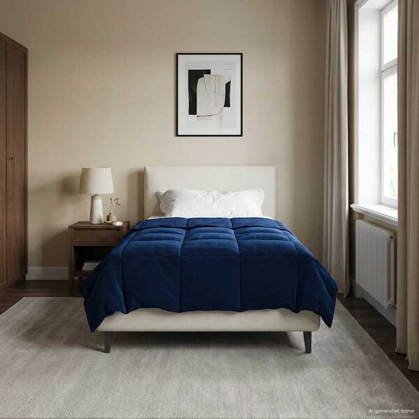 vidaXL Edred&oacute;n de Invierno Azul Oscuro 155 x 220 cm Microfibra