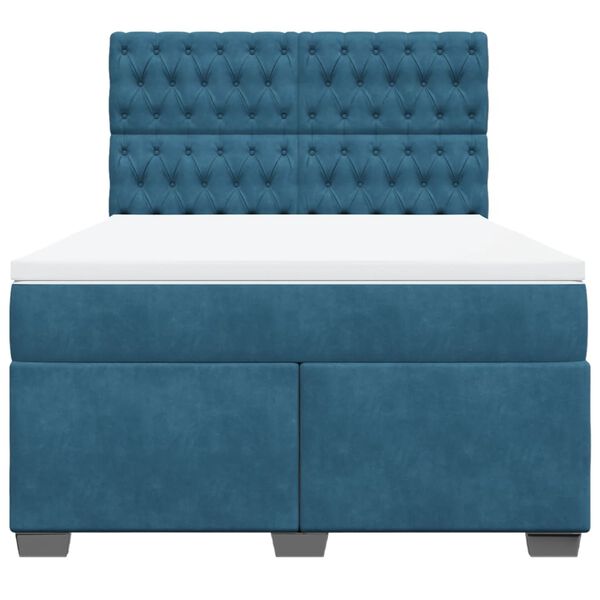 vidaXL Cama box spring con colch&oacute;n terciopelo azul 160x200 cm
