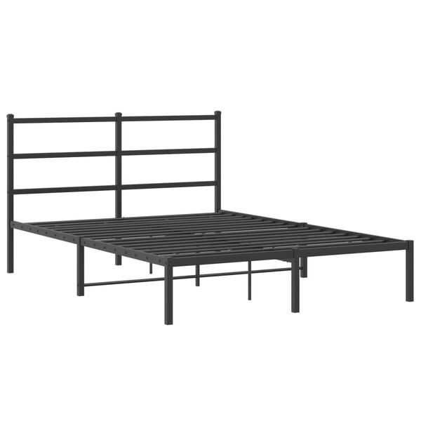 vidaXL Estructura cama sin colch&oacute;n con cabecero metal negro 135x190 cm