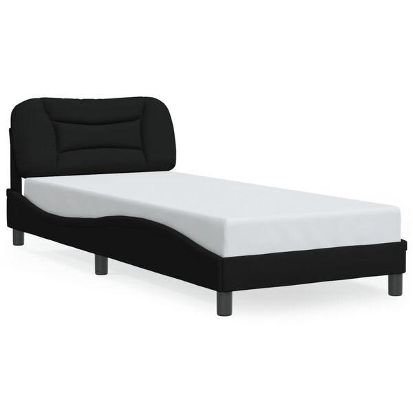 vidaXL Estructura de cama sin colch&oacute;n Hvar tela negro 90x200 cm